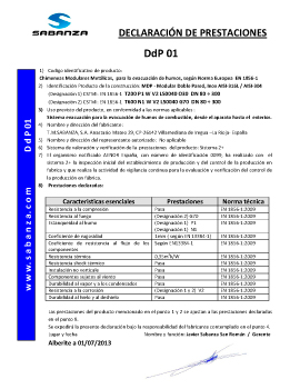 Declaración de Prestaciones DpD 01. Doble Pared Inox-Inox A-316L/A-304